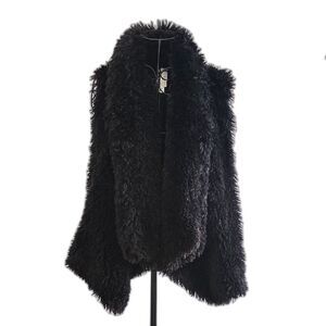 Wynne Collection Women's Plush Teddy Jacket Sz Medium Black Ultra Soft Cozy Glam